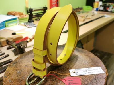 SOLD - SALE - Classic Belt, Yellow with Natural Edge detail - Was £79, Now £40