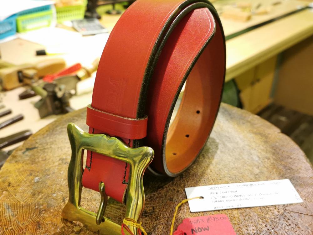 SOLD - SALE - Classic Belt, Red with Dark detail - Was £95, Now £50