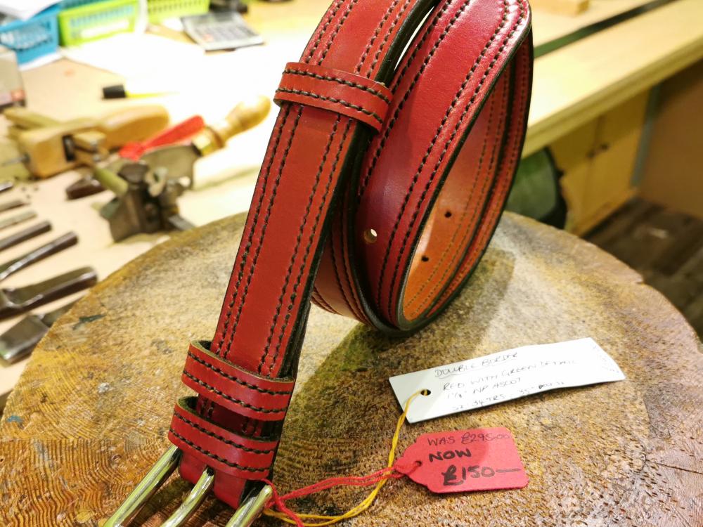 SALE - Double Border Belt, Red and Dark Green - Was £295, Now £150