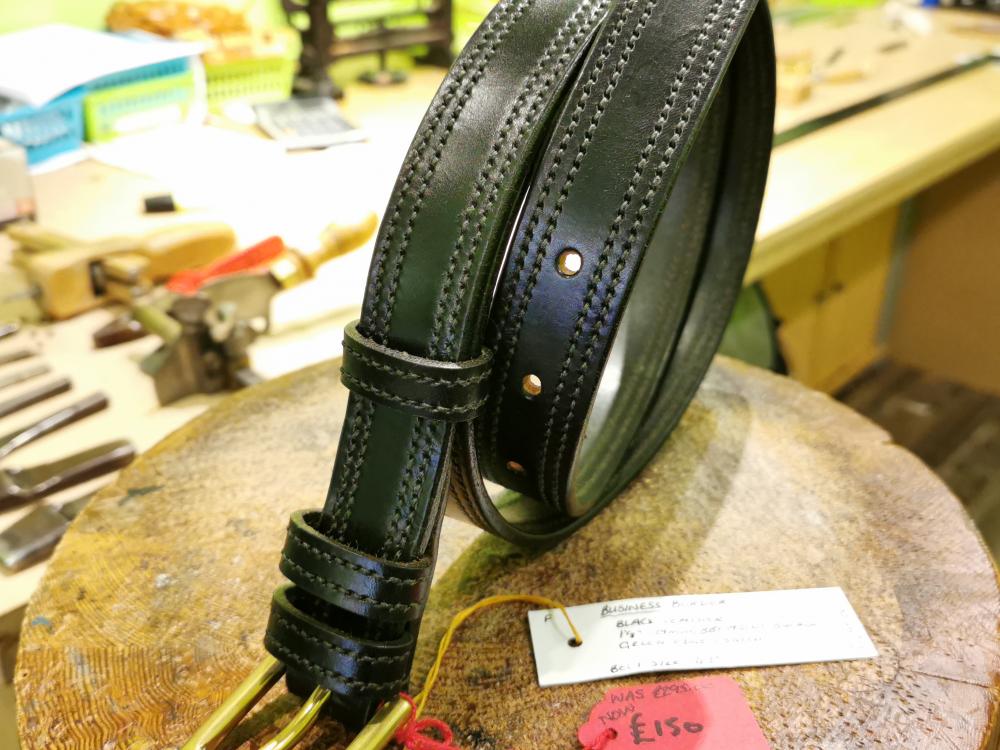 SALE - Double Border Belt, Black and Very Dark Green - Was £295, Now £150