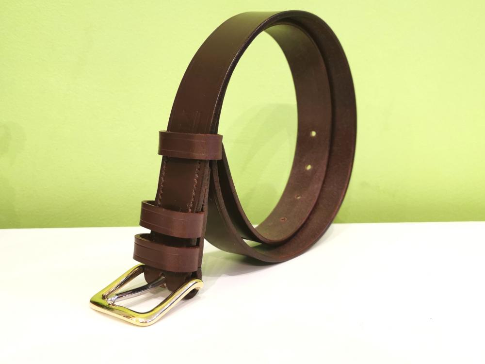 Classic Belt in Australian Nut and Brown with Brass Buckle
