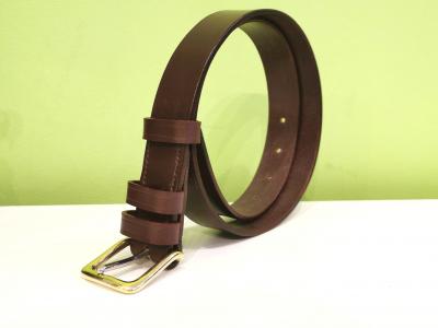 Classic Belt in Australian Nut and Brown with Brass Buckle