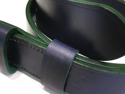 Classic Belt - Devon Blue with Green Edge on West End Roller Buckle