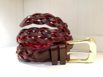 5-strand Plaited Belt in Burgundy and Red