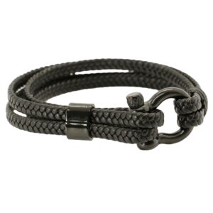 Bracelet - Black Leather with Shackle Clasp from Dalaco - main