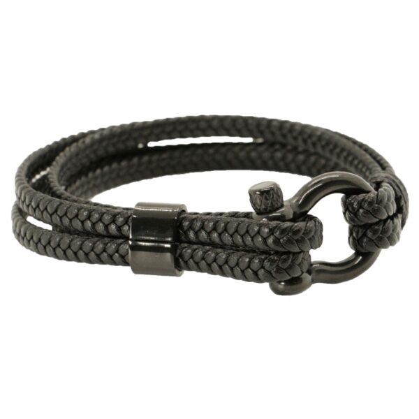 Bracelet - Black Leather with Shackle Clasp from Dalaco - main