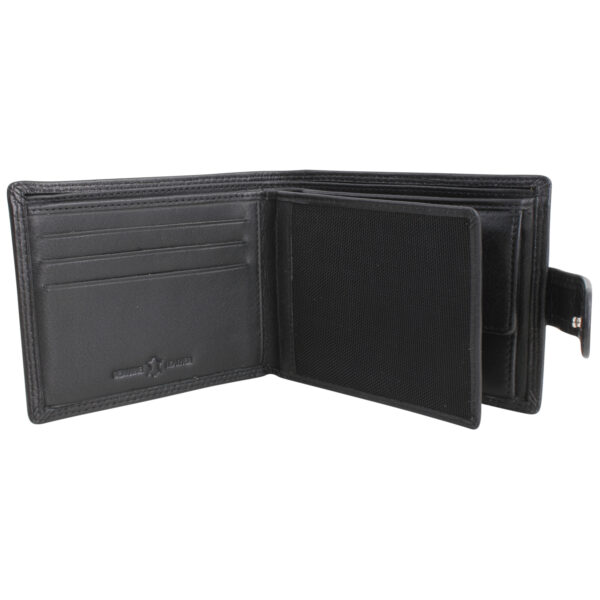 Wallet - Black Bifold Luxury in Leather with Tab, Coin Pocket, RFID - main