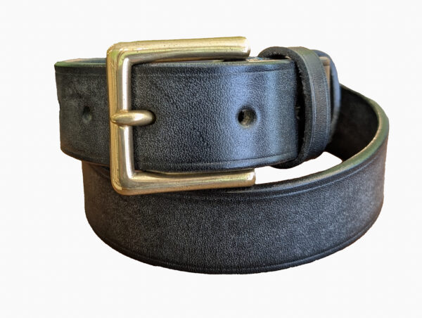 Belt - All Black Devon Leather with Turquoise Stitch, Classic 26 - white background