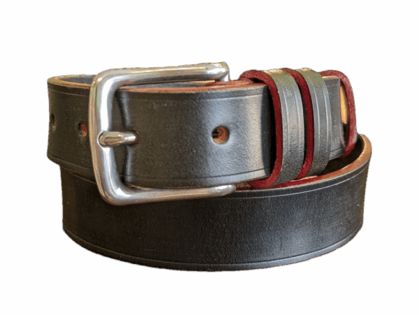 Belt - Sedgwick Black with SS Buckle with Red Trims, Classic, in stock 29 - main co