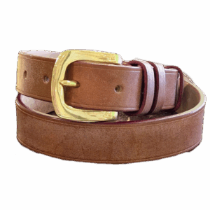 Belt - Devon Dark Stain Brown Leather, Red Trims, Classic 33 - main co