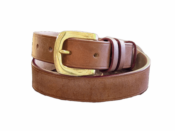 Belt - Devon Dark Stain Brown Leather, Red Trims, Classic 33 - main co