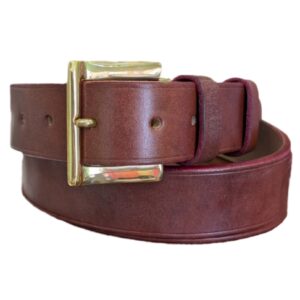 Belt - Devon Australian Nut Brown Leather, Red Trims, Classic 36 - main co