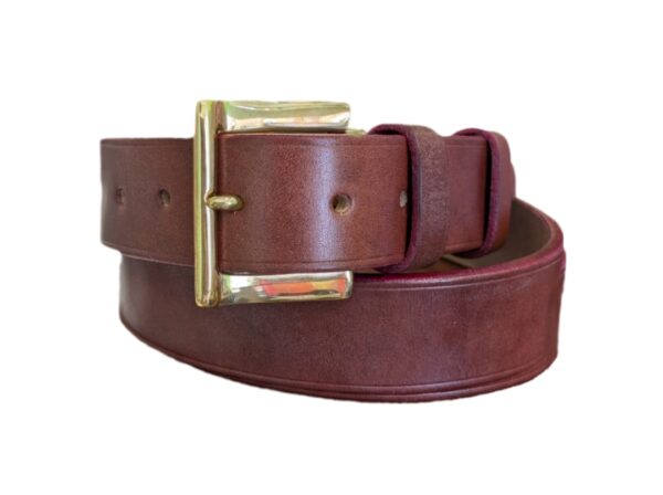 Belt - Devon Australian Nut Brown Leather, Red Trims, Classic 36 - main co