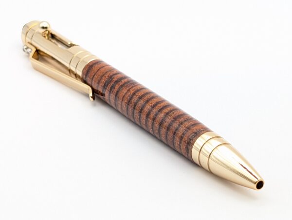 Leather Pen - Bolt Action 24kt Gold Plated with Stylus by Leather Pens of Somerset - (F12)