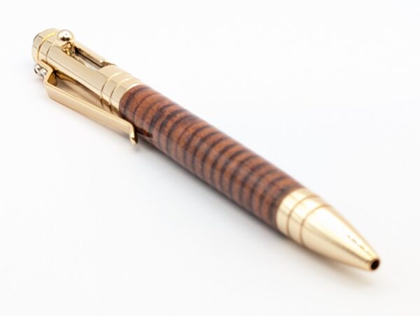 Leather Pen - Bolt Action 24kt Gold Plated with Stylus by Leather Pens of Somerset - (G5) other end focus
