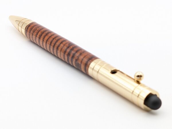 Leather Pen - Bolt Action 24kt Gold Plated with Stylus by Leather Pens of Somerset - (C1) stylus other end focus