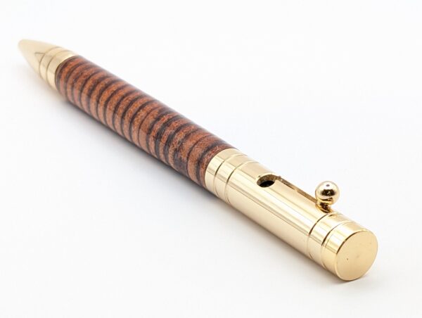 Leather Pen - Bolt Action 24kt Gold Plated with Stylus by Leather Pens of Somerset - (E2)