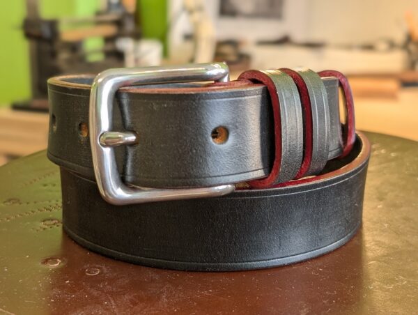 Belt - Sedgwick Black with SS Buckle with Red Trims, Classic, in stock 29 - main