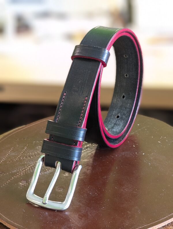 Belt - Sedgwick Black with SS Buckle with Red Trims, Classic, in stock 29 - standing
