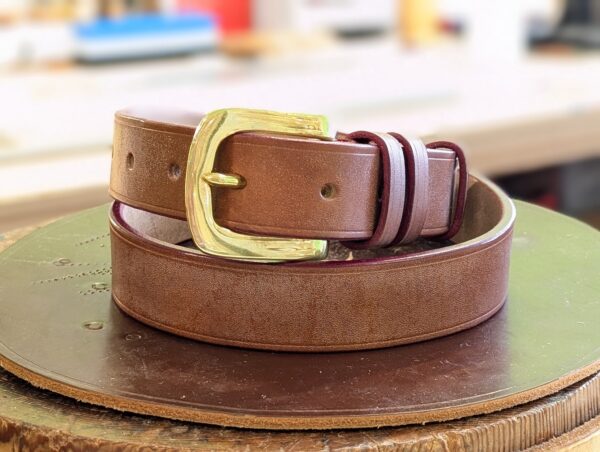 Belt - Devon Dark Stain Brown Leather, Red Trims, Classic 33 - main