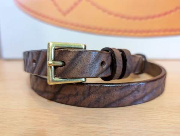 Belt - Brown Skinny Elephant Print Leather, Classic in stock 36 - main