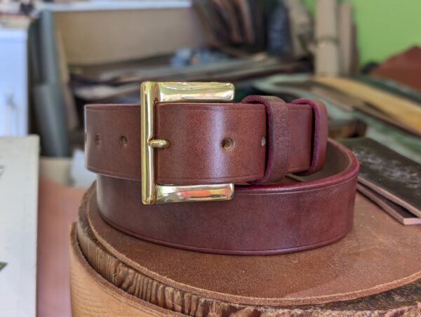 Belt - Devon Australian Nut Brown Leather, Red Trims, Classic 36 - main