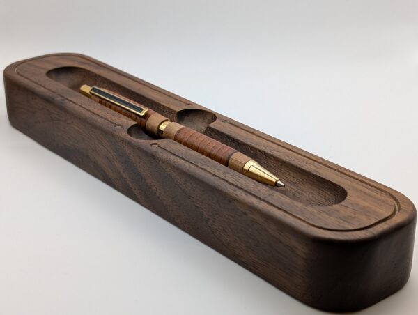 Pencil - Leather and Cherry Wood, Slim, Hand Made - pictured in pen settle (not included)