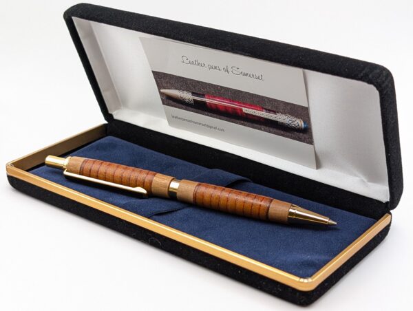 Pencil - Leather and Cherry Wood, Slim, Hand Made - in gift box (included)