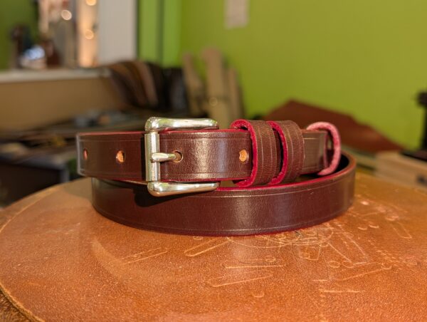 Belt - Skinny Burgundy and Red Sedgwick with SS Buckle, stock 34 - main