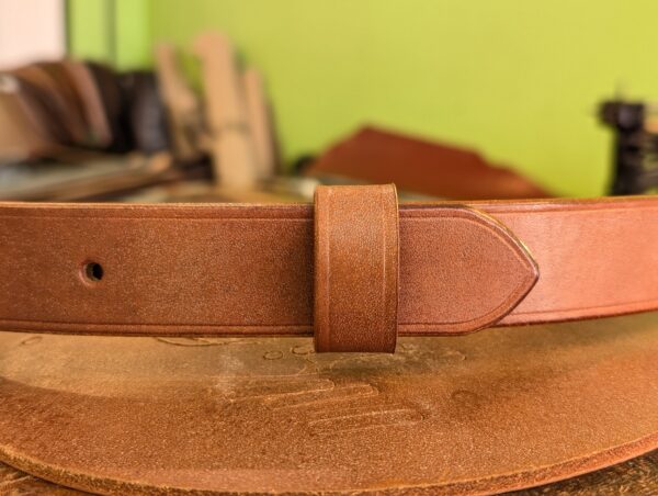 Belt - Devon Dark Stain Leather, Orange Trims, Classic 36 - tail end