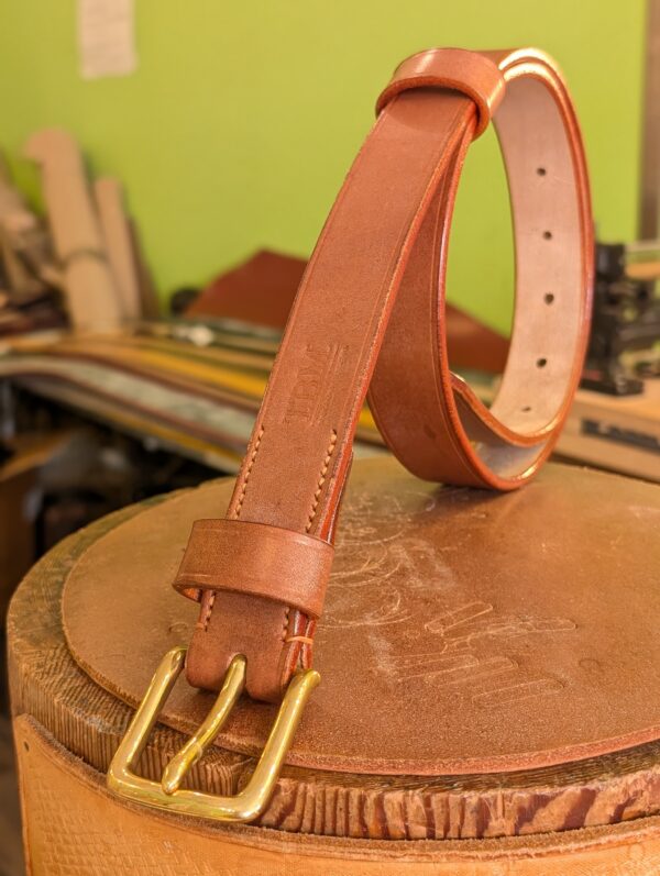 Belt - Devon Dark Stain Leather, Orange Trims, Classic 36 - standing