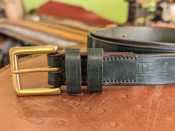 Belt - Ware Green Leather, Classic in stock 38 - buckle end