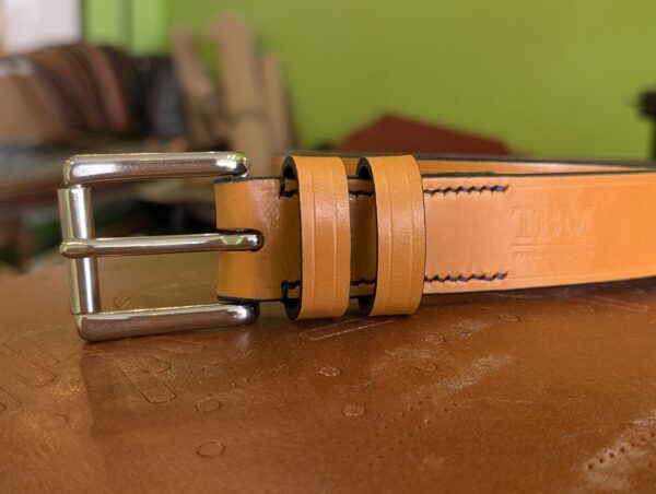 Belt - London Tan and Blue in Sedgwick Leather 38 (2024) - buckle end