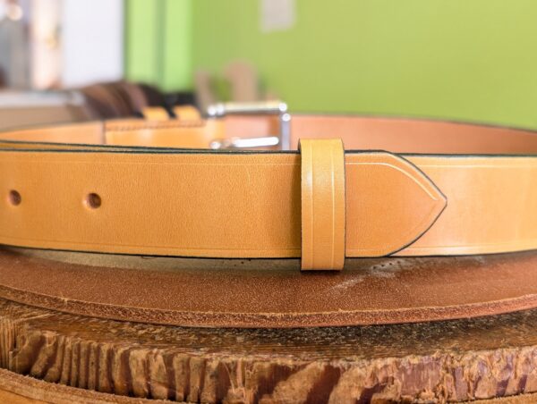 Belt - London Tan and Blue in Sedgwick Leather 38 (2024) - tail end