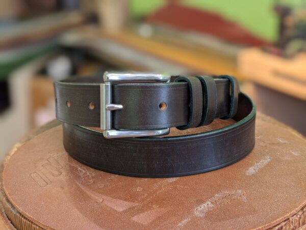 Belt - Sedgwick Dark Havana Brown Leather, Classic, in stock 40 with Aqua Green Trims - main