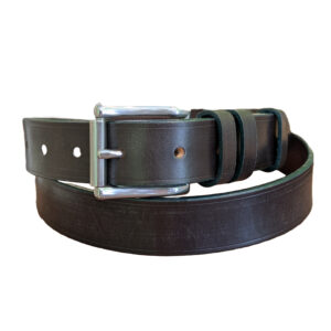 Belt - Sedgwick Dark Havana Brown Leather, Classic, in stock 40 with Aqua Green Trims - main co