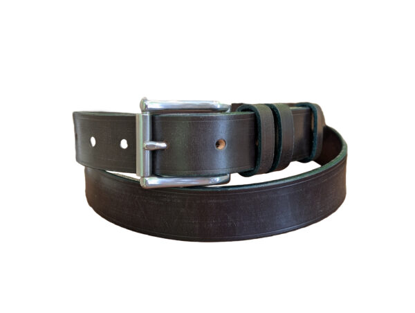 Belt - Sedgwick Dark Havana Brown Leather, Classic, in stock 40 with Aqua Green Trims - main co