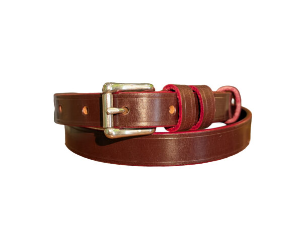 Belt - Skinny Burgundy and Red Sedgwick with SS Buckle, stock 34 - main co