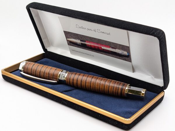Leather Fountain Pen - Vertex Supreme Hand Made by Leather Pens of Somerset - in gift box