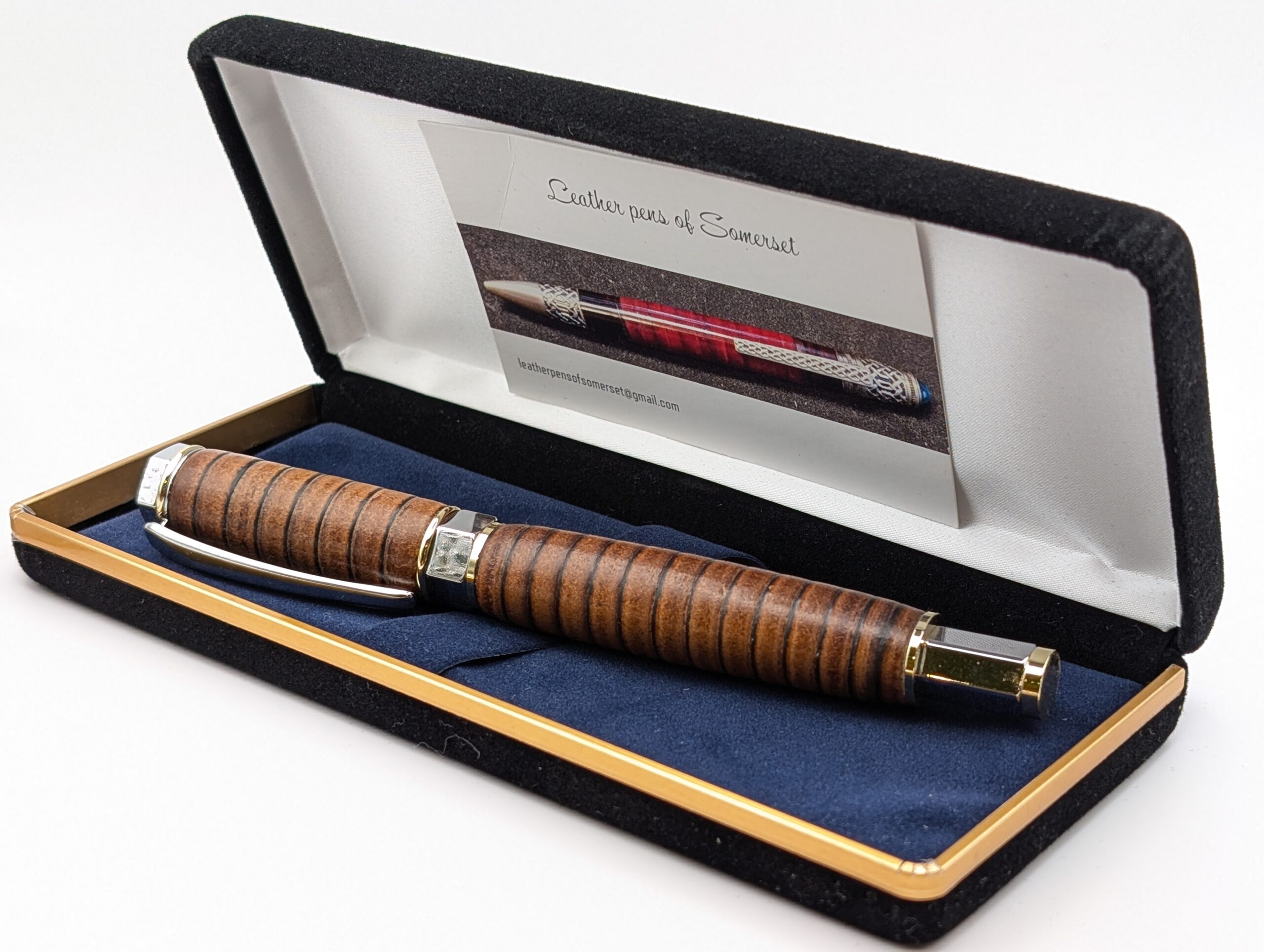 Leather Fountain Pen - Vertex Supreme Hand Made by Leather Pens of Somerset - in gift box