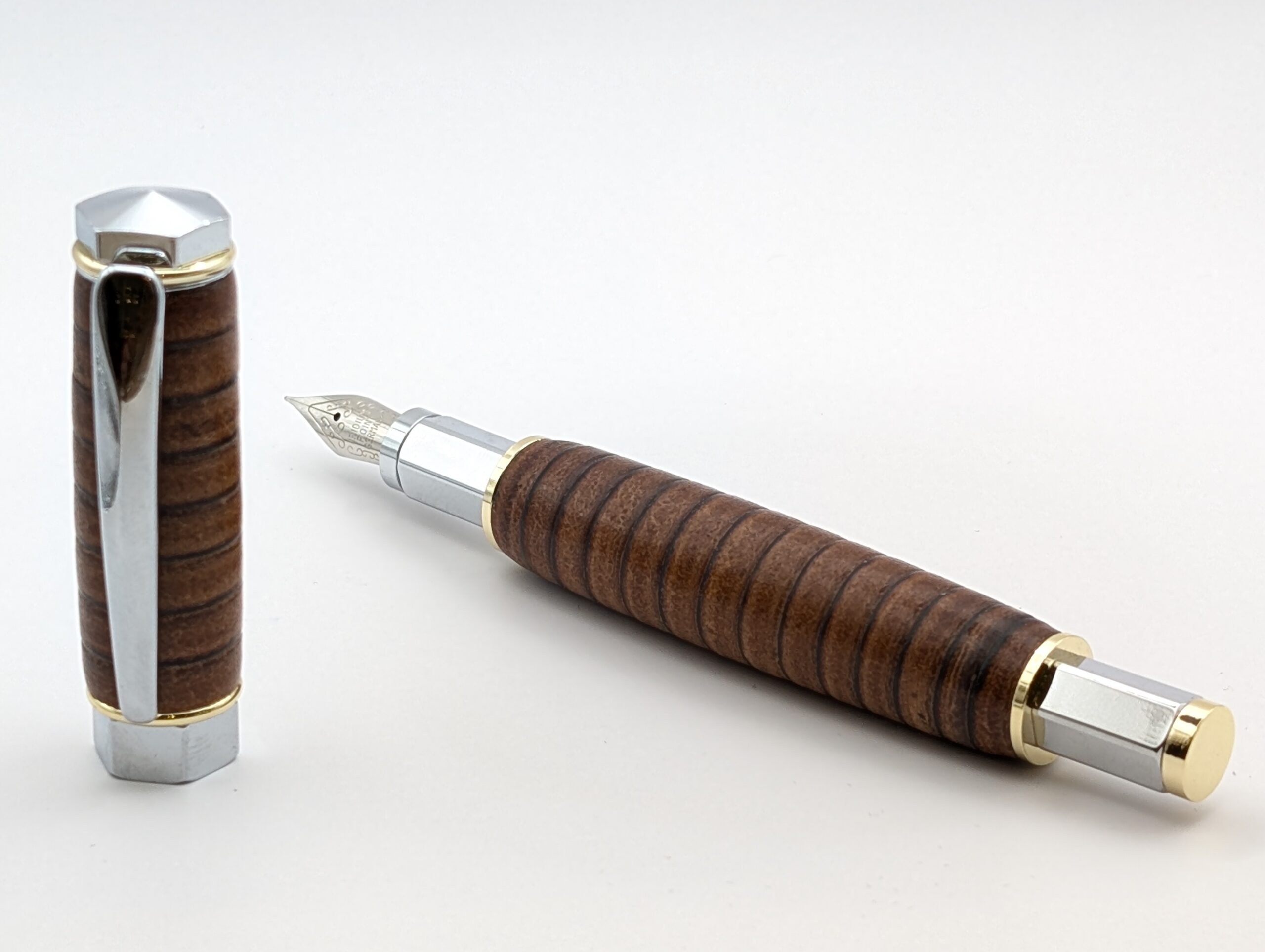 Leather Fountain Pen - Vertex Supreme Hand Made by Leather Pens of Somerset - main