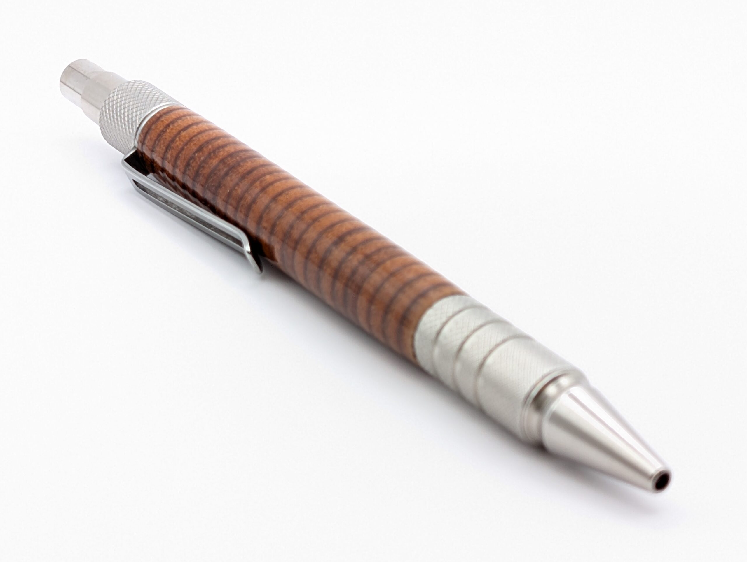 Leather Pen - Duraclick in Natural Leather Hand Made - top focus