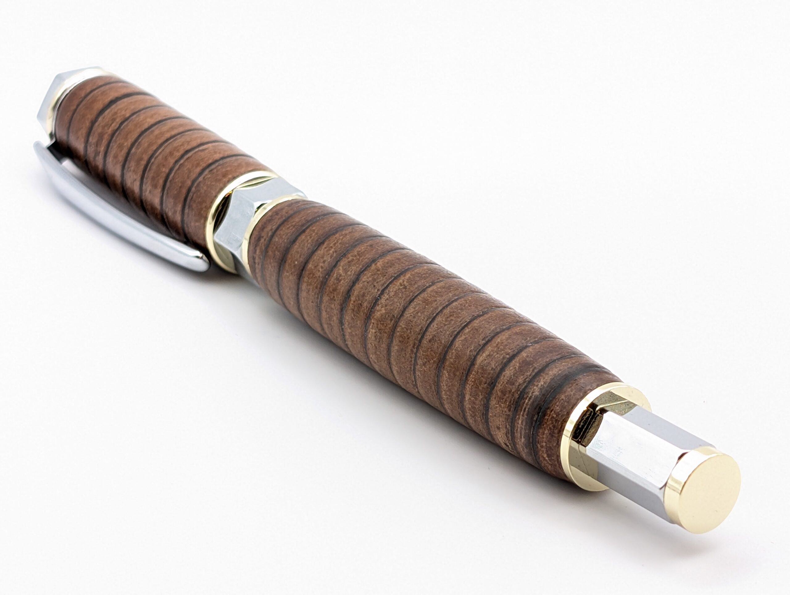 Leather Fountain Pen - Vertex Supreme Hand Made by Leather Pens of Somerset - tail