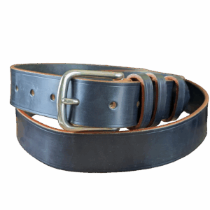 Belt - Dark Blue Sedgwick Leather, Classic, in stock 46 with Orange Trims - main co