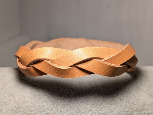 Plaited Handmade Leather Bracelet by MJL - Light Tan 21cm - design
