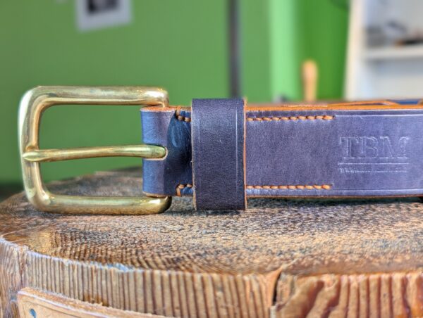 Belt - Classic Devon Blue and Orange Leather, 34 (2024) by The Belt Makers - head