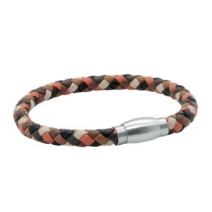 Bracelet - Multicoloured Leather with Orange and Brown