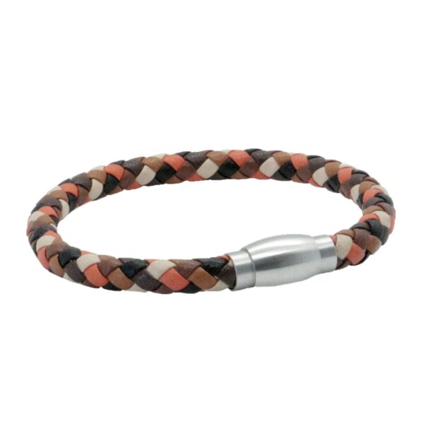 Bracelet - Multicoloured Leather with Orange and Brown