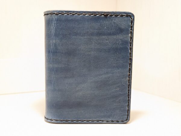 Wallet - Leather Portrait Style Bifold by Be Savage Crafted in Weathered Turquoise - front