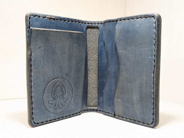 Wallet - Leather Portrait Style Bifold by Be Savage Crafted in Weathered Turquoise - inside